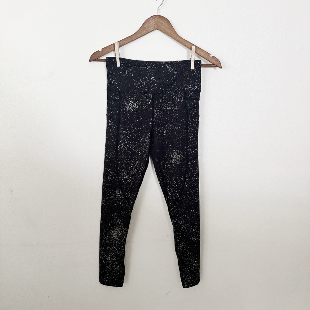 ZYIA Black Leggings with White Speckle Print size 4
